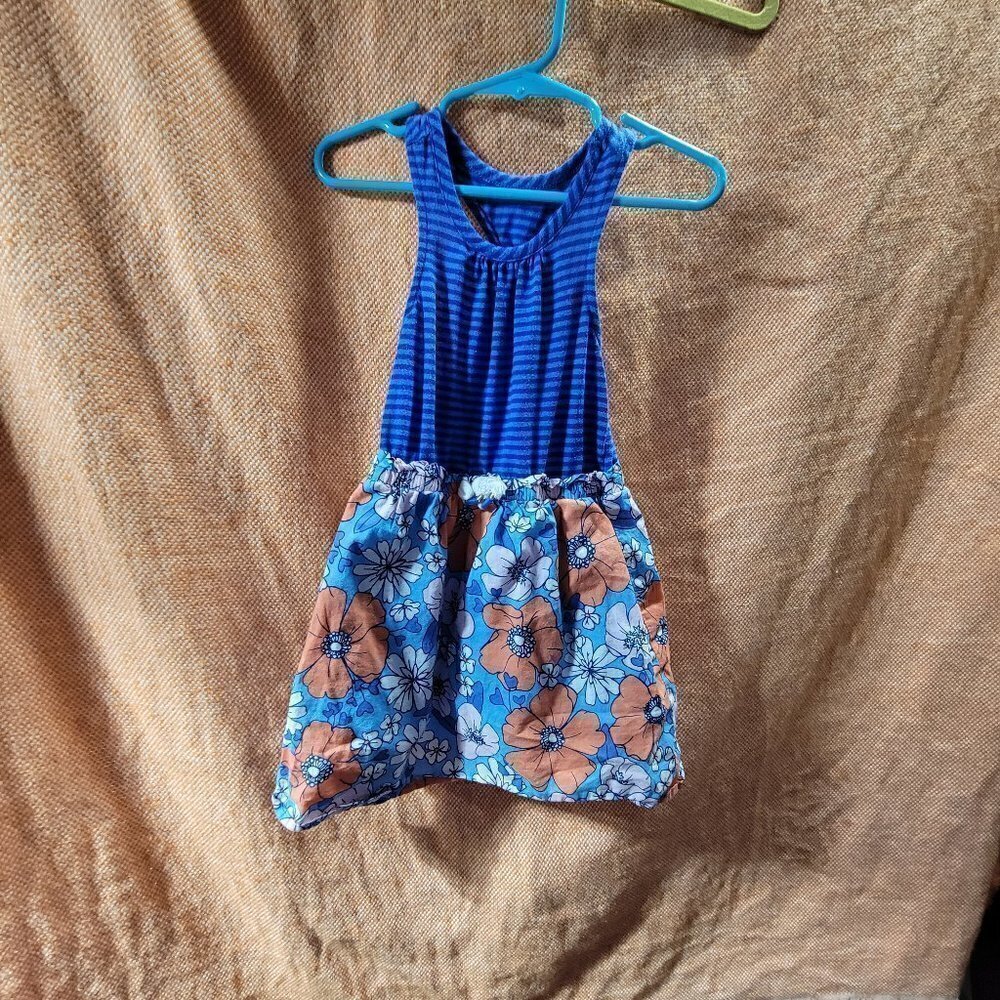 Cat & Jack Raceback Stripped Blue And Multicolored Floral Summer Dress Size 3T